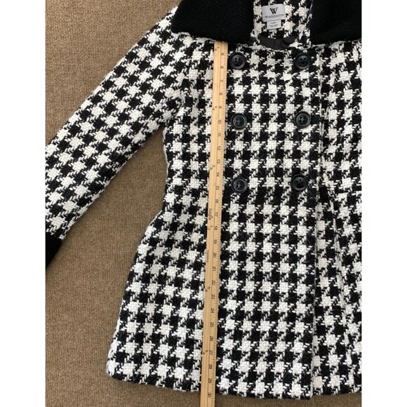 Worthington Coat Womens S Peacoat Houndstooth Wool Blend Fitted Preppy Button-Up - Picture 5 of 11